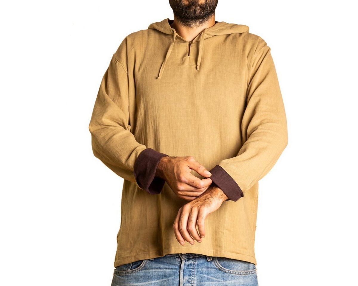 PANASIAM Kapuzenhemd Herren Hoodie mit Kapuze zweifarbig Fischerhemd aus 100% Baumwolle Kapuzenshirt mit Taschen bis Gr. XXL Fisherman Shirt Langarmhemd von PANASIAM