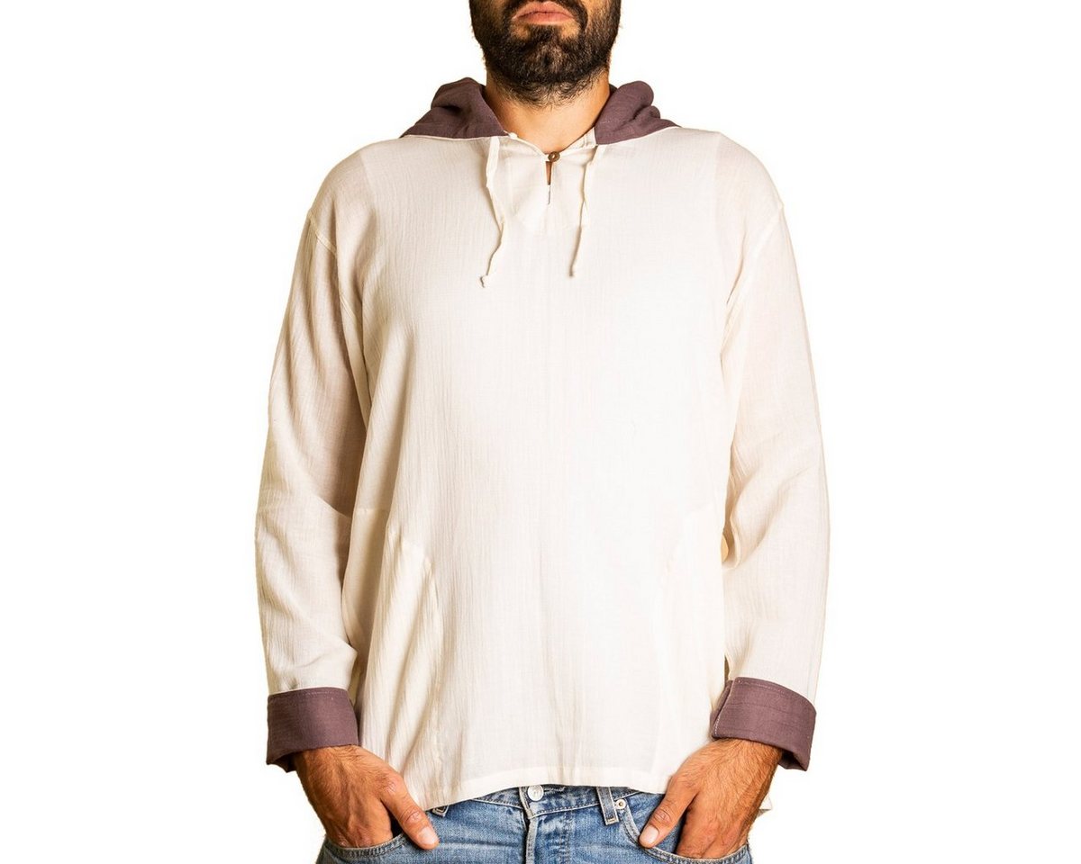 PANASIAM Kapuzenhemd Herren Hoodie mit Kapuze zweifarbig Fischerhemd aus 100% Baumwolle Kapuzenshirt mit Taschen bis Gr. XXL Fisherman Shirt Langarmhemd von PANASIAM