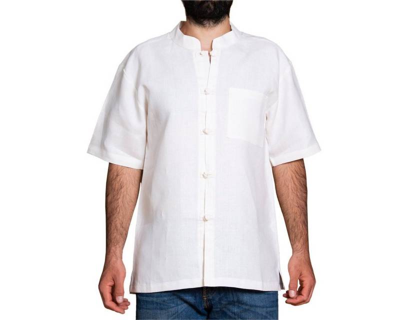 PANASIAM Kurzarmhemd Fischerhemd fairtrade aus 100% bio-Hanf mit geknoteten Knöpfen Bequemes Freizeithemd Fisherman Shirt von PANASIAM