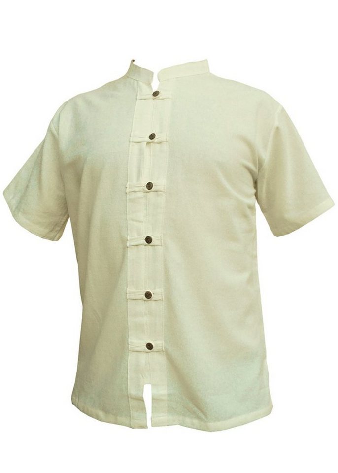 PANASIAM Langarmhemd Fischerhemd aus hochwertiger Baumwolle mit Holzknopfleiste Herren Bequemes Freizeithemd Fisherman Shirt auch als Langarmhemd von PANASIAM