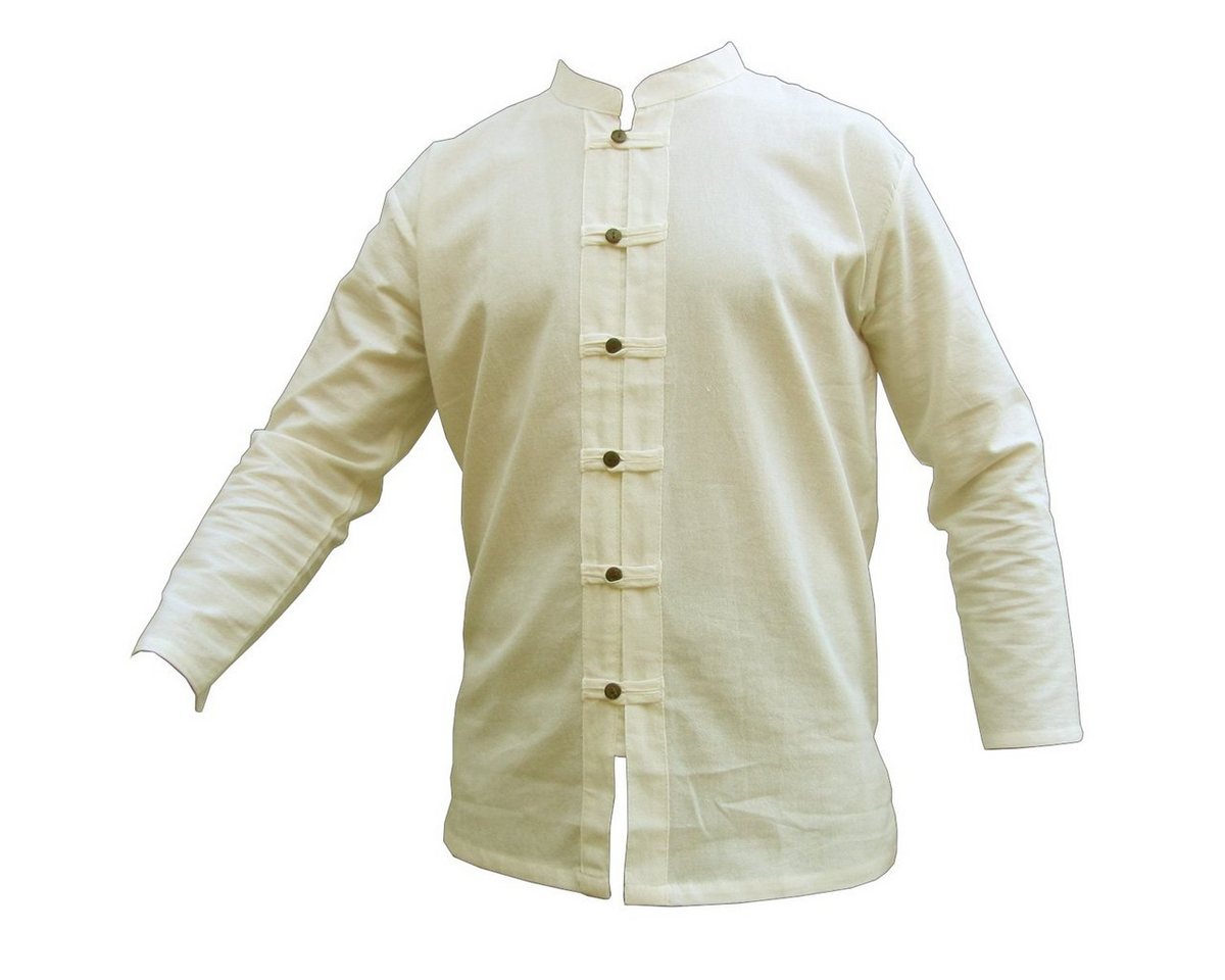 PANASIAM Kurzarmhemd Fischerhemd aus hochwertiger Baumwolle mit Holzknopfleiste Herren Bequemes Freizeithemd Fisherman Shirt auch als Langarmhemd von PANASIAM
