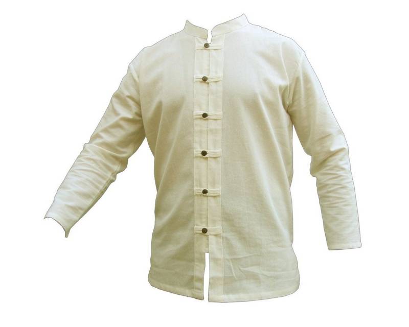 PANASIAM Langarmhemd Fischerhemd aus hochwertiger Baumwolle mit Holzknopfleiste Herren Bequemes Freizeithemd Fisherman Shirt auch als Langarmhemd von PANASIAM