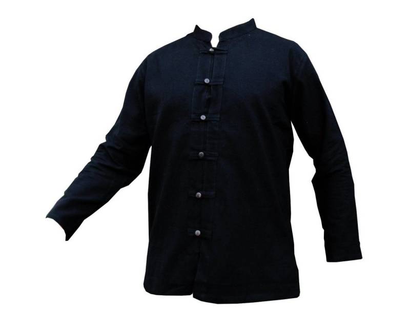 PANASIAM Langarmhemd Fischerhemd aus hochwertiger Baumwolle mit Holzknopfleiste Herren Bequemes Freizeithemd Fisherman Shirt auch als Langarmhemd von PANASIAM