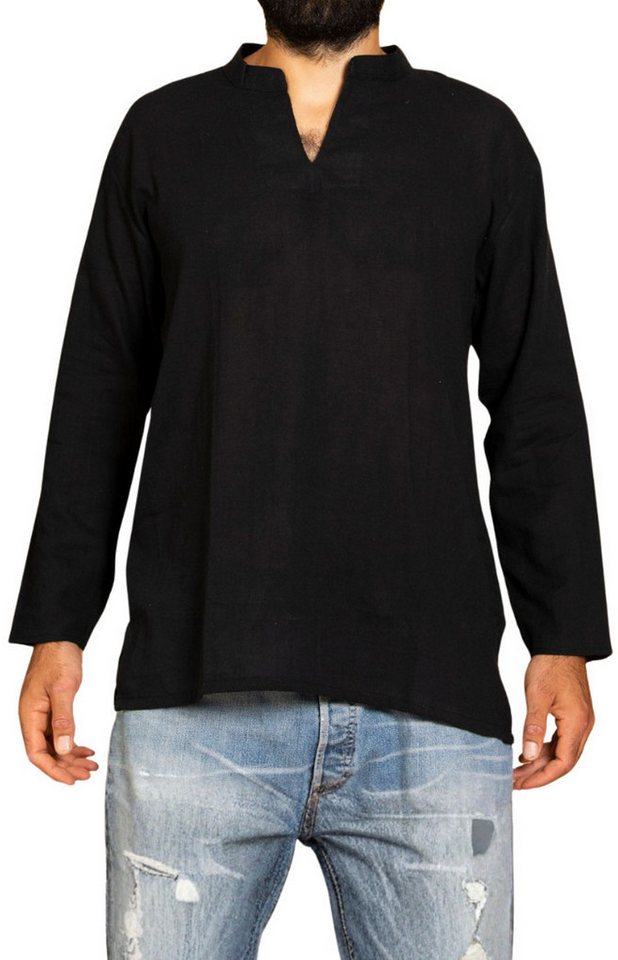 PANASIAM Langarmhemd oder Kurzarm Fischerhemd aus Baumwolle Herren dünnes Sommerhemd Fisherman Shirt angenehm leicht und bequem bis Gr. 3XL von PANASIAM