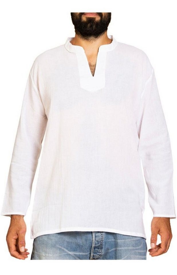 PANASIAM Langarmhemd oder Kurzarm Fischerhemd aus Baumwolle Herren dünnes Sommerhemd Fisherman Shirt angenehm leicht und bequem bis Gr. 3XL von PANASIAM