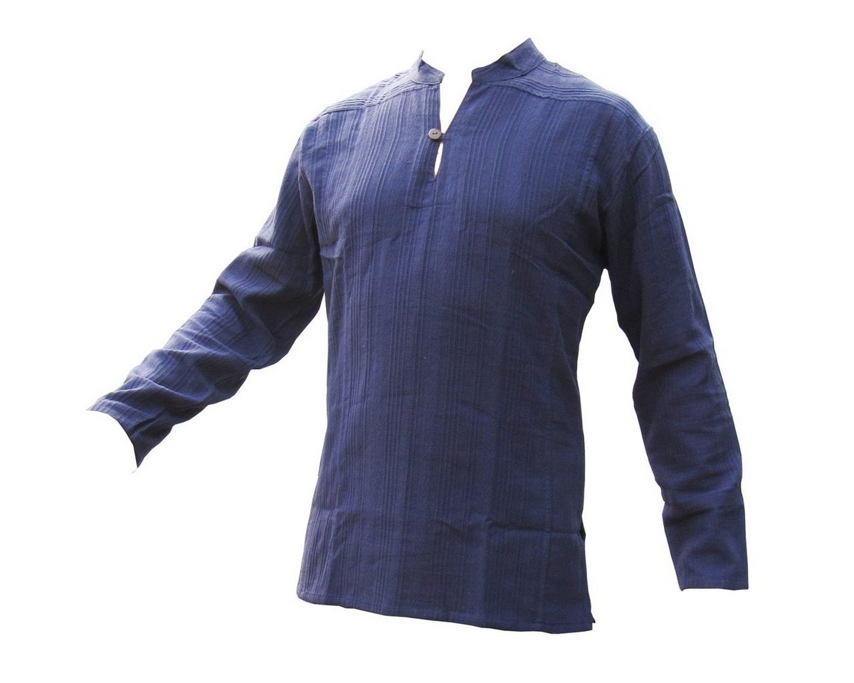 PANASIAM Kurzarmhemd Fischerhemd Ben aus hochwertiger Baumwolle mit Holzknopf Herren Bequemes Freizeithemd Fisherman Shirt von PANASIAM