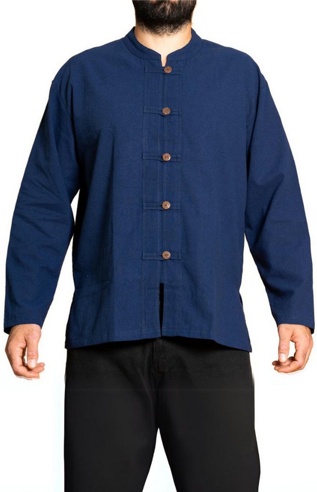 PANASIAM Langarmhemd Fischerhemd Ben mit 5 Holzknöpfen 100 % Baumwolle angenehm weiches Freizeithemd Fisherman Shirt von PANASIAM