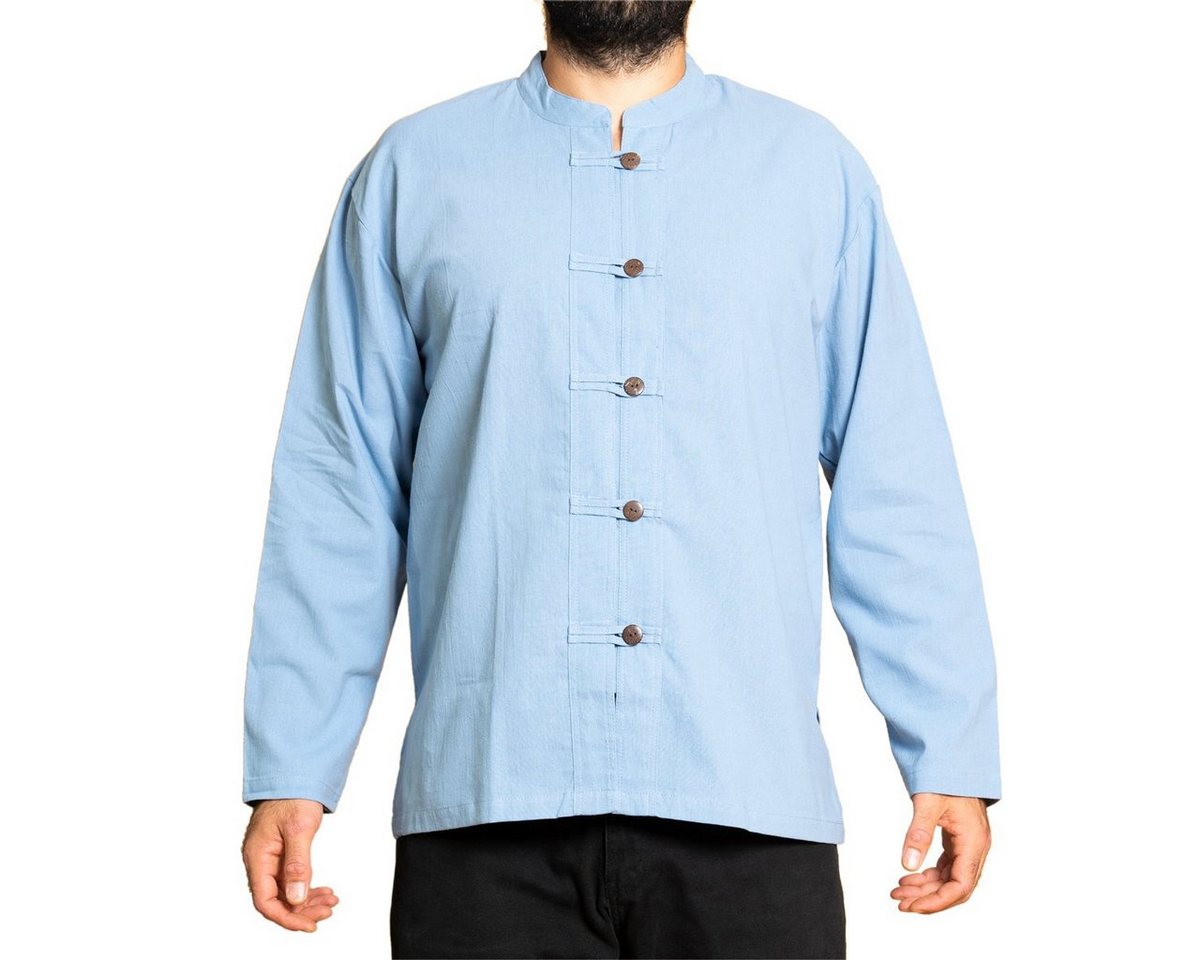 PANASIAM Langarmhemd Fischerhemd Ben mit 5 Holzknöpfen 100 % Baumwolle angenehm weiches Freizeithemd Fisherman Shirt von PANASIAM