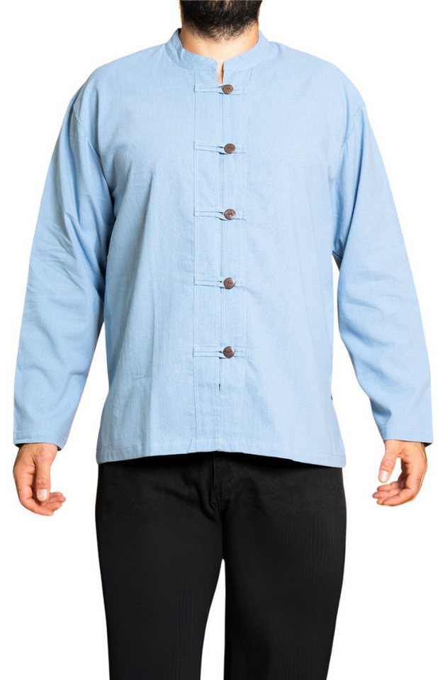 PANASIAM Langarmhemd Fischerhemd Ben mit 5 Holzknöpfen 100 % Baumwolle angenehm weiches Freizeithemd Fisherman Shirt von PANASIAM