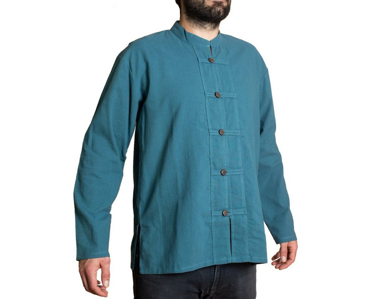 PANASIAM Langarmhemd Fischerhemd Ben mit 5 Holzknöpfen 100 % Baumwolle angenehm weiches Freizeithemd Fisherman Shirt von PANASIAM