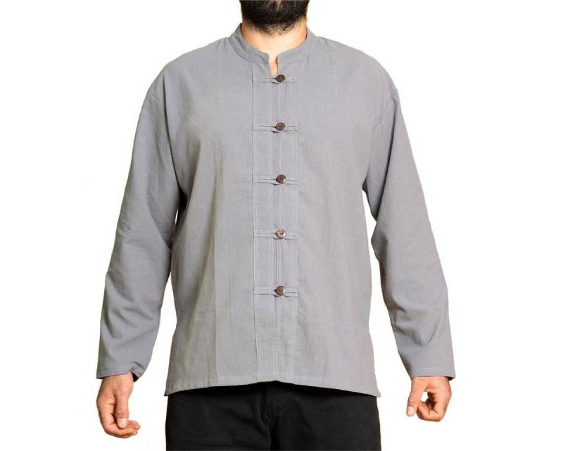 PANASIAM Langarmhemd Fischerhemd Ben mit 5 Holzknöpfen 100 % Baumwolle angenehm weiches Freizeithemd Fisherman Shirt von PANASIAM
