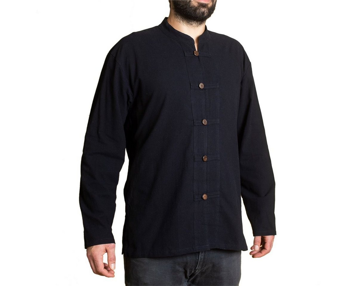 PANASIAM Langarmhemd Fischerhemd Ben mit 5 Holzknöpfen 100 % Baumwolle angenehm weiches Freizeithemd Fisherman Shirt von PANASIAM