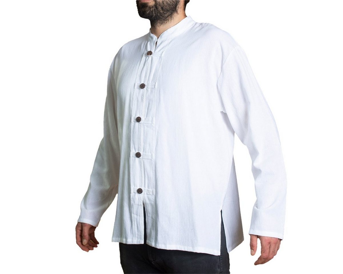 PANASIAM Langarmhemd Fischerhemd Ben mit 5 Holzknöpfen 100 % Baumwolle angenehm weiches Freizeithemd Fisherman Shirt von PANASIAM