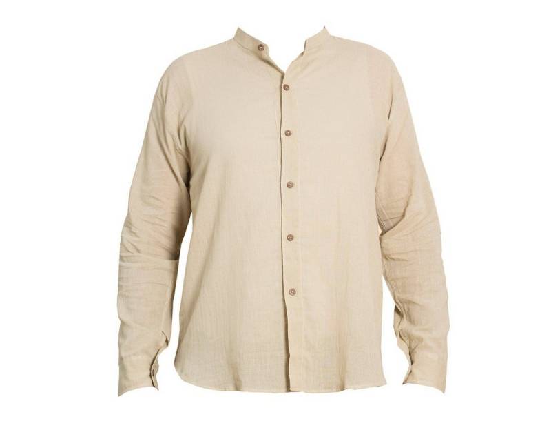 PANASIAM Langarmhemd Luftig leichtes Sommerhemd 'K' mit Knöpfen aus 100% Baumwolle Herren Freizeithemd Fischerhemd Fisherman Shirt von PANASIAM