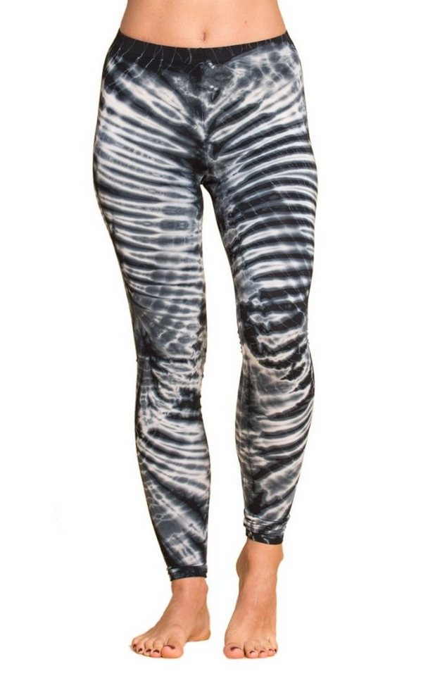 PANASIAM Leggings Unikat Batik Leggings 'Zebra' aus natürlicher Viskose Goa Hose im Batik Look Yogaleggings Sporthose Sportleggings lange Leggings von PANASIAM