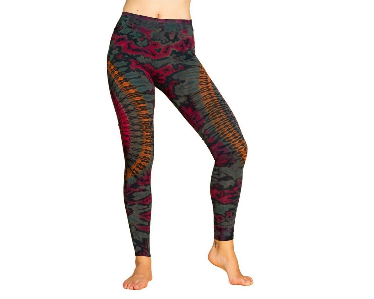 PANASIAM Leggings Unikat Batik Leggings 'Dschungel' aus natürlicher Viskose Tiedye Batik alternative lange Hippie Leggings Yogaleggings Sportleggings von PANASIAM