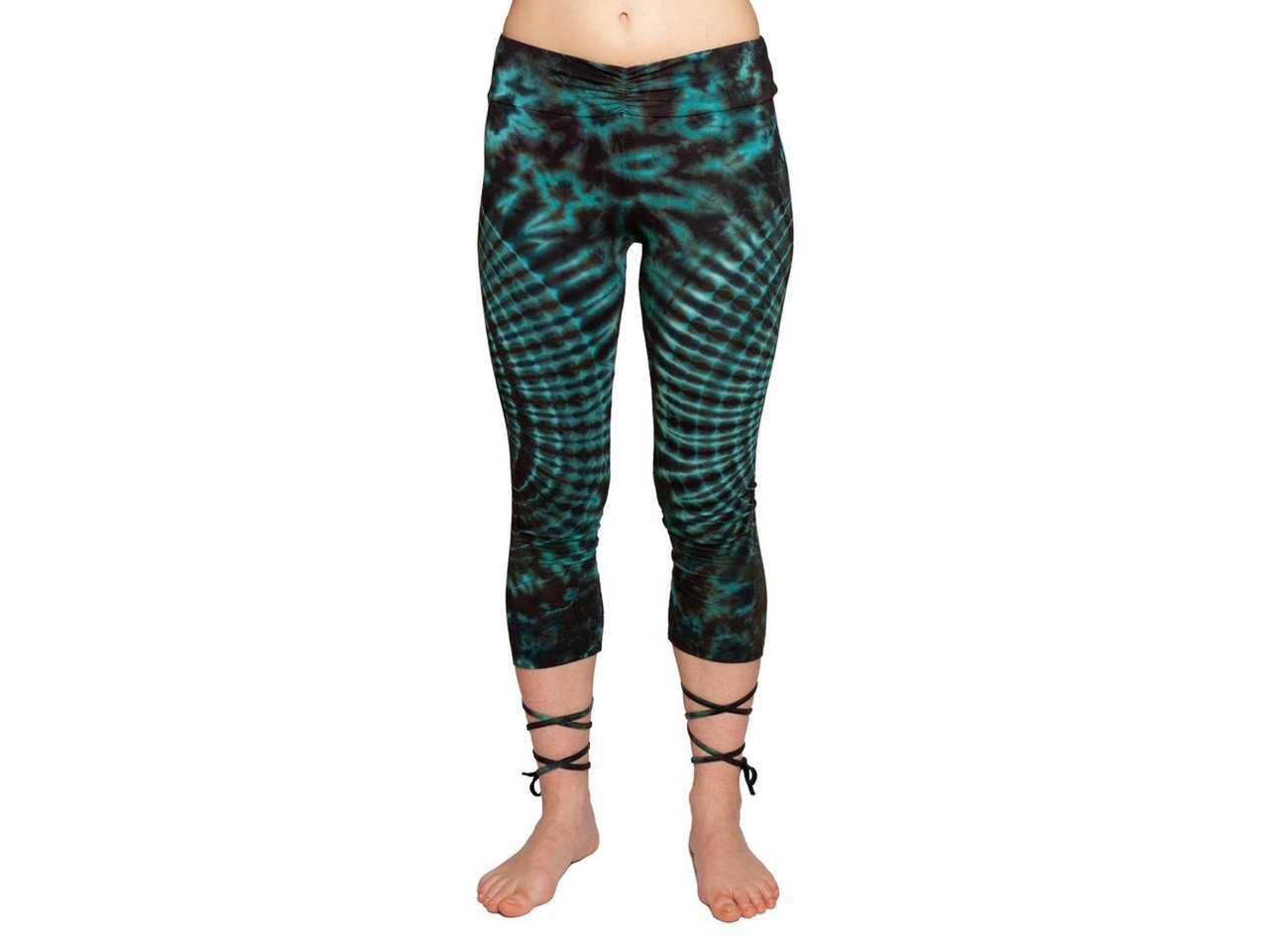 PANASIAM Leggings Unikat Lace-up Batik 3/4 Leggings aus natürlicher Viskose Tiedye Batik alternative Hippie Leggings Yogaleggings Sportleggings mit Schnürung von PANASIAM