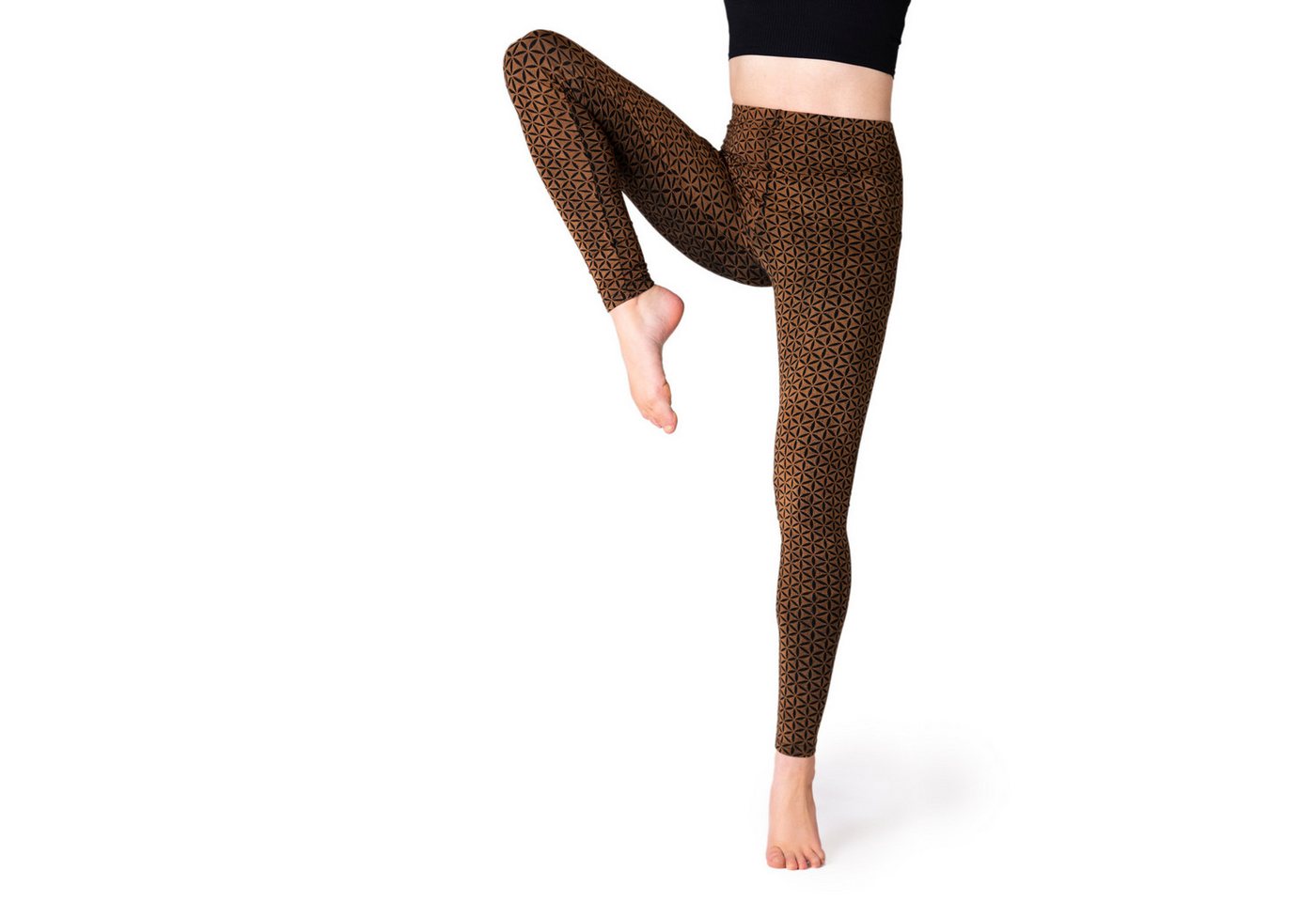 PANASIAM Leggings Unikat Batik Leggings Blume des Lebens handgefertigte lange Leggings aus natürlicher Viskose modern elastisch ideal für Yoga Sport Fitness von PANASIAM