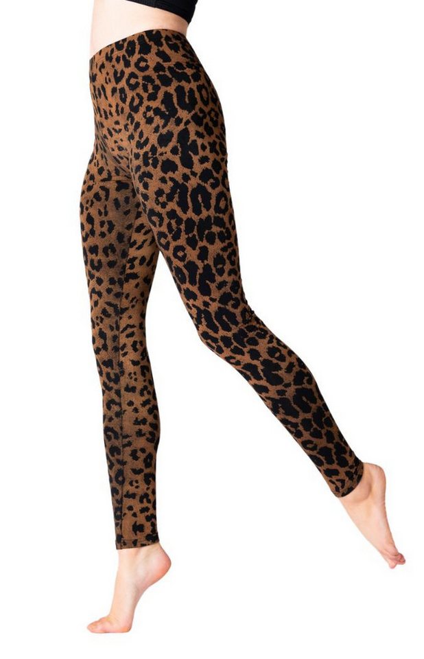PANASIAM Leggings Unikat Batik Leggings Leopard Muster aus natürlicher Viskose Goa Hose handgefertigte Yogaleggings Sporthose Fitnessleggings lange Leggings von PANASIAM