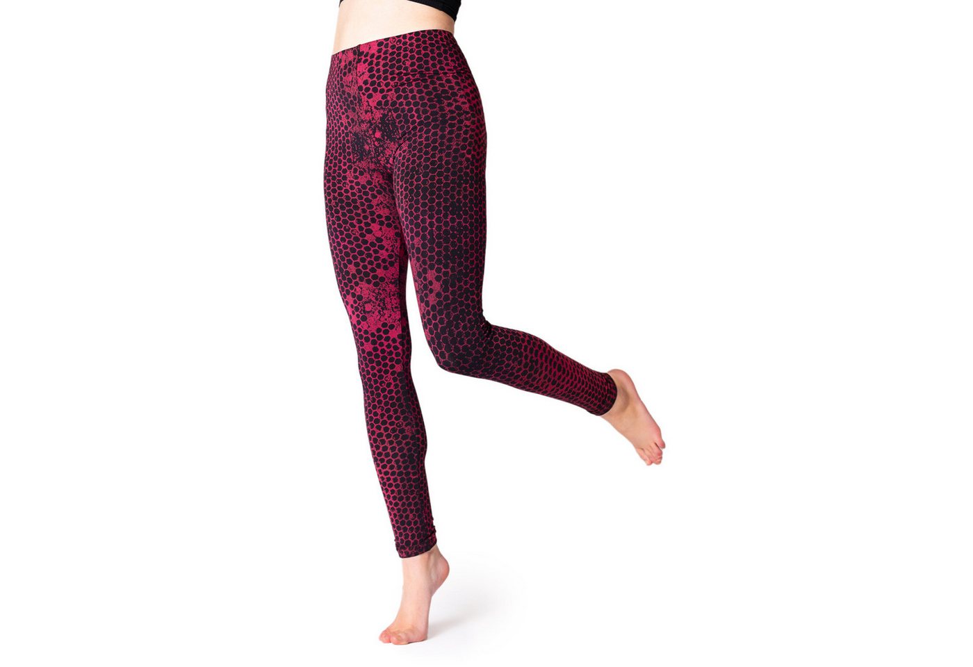 PANASIAM Leggings Unikat Batik Leggings mit Wabendesign moderner Stil lange Gym Leggings handgefertigt aus bequemer natürlicher Viskose für Yoga Sport Fitness von PANASIAM