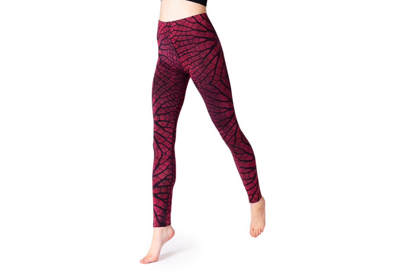 PANASIAM Leggings Unikat Batik Leggings modern mit Blattmuster elastische Stretch-Hose handgefertigt aus natürlicher Viskose lange Leggings für Yoga Sport von PANASIAM