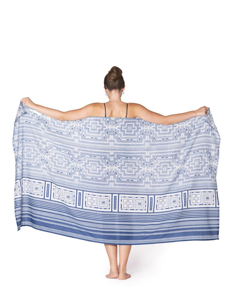 PANASIAM Pareo Sarong Baumwolle Indigo Bikini Cover-up oder Wickeltuch Strandtuch, auch als Schal oder großes Halstuch oder Schultertuch tragbar Überwurf von PANASIAM