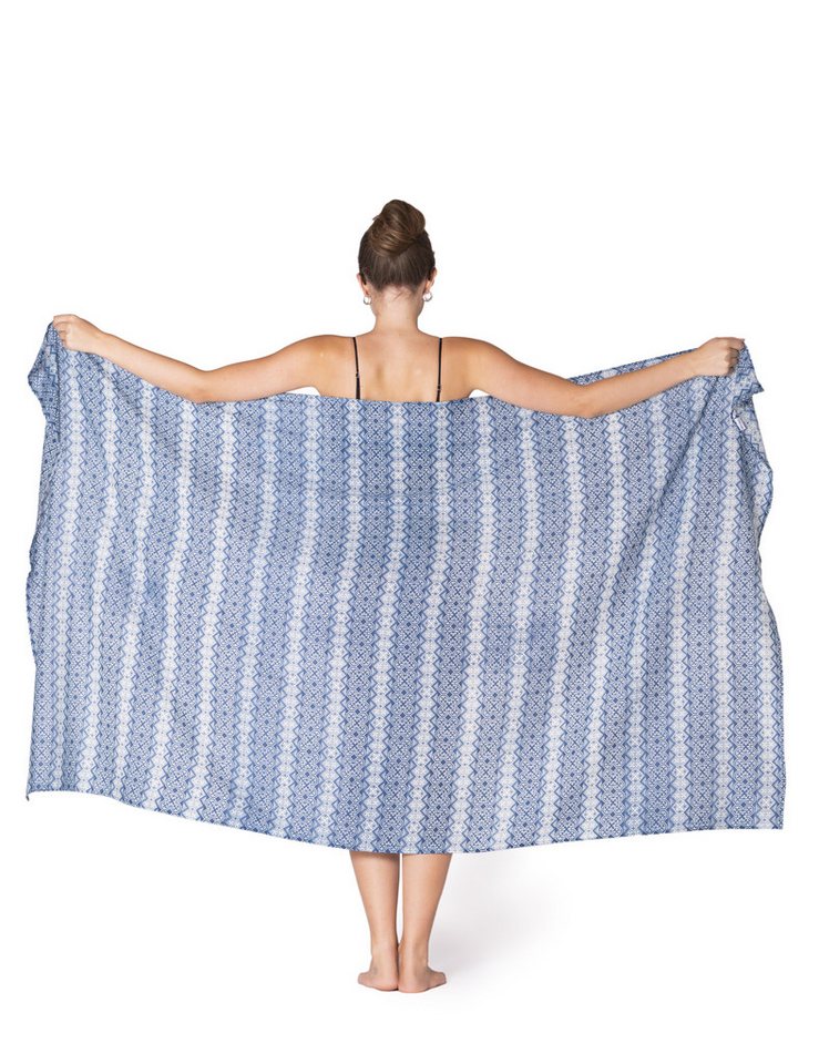 PANASIAM Pareo Sarong Baumwolle Indigo Bikini Cover-up oder Wickeltuch Strandtuch, auch als Schal oder großes Halstuch oder Schultertuch tragbar Überwurf von PANASIAM