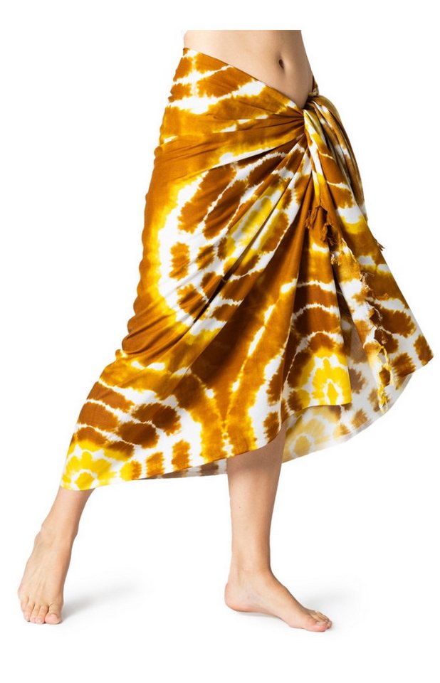 PANASIAM Pareo Sarong Tie-Dye farbenfrohes Hüfttuch Pareo aus 100% Viskose Lava-Lava, Strandtuch Lunghi Bikini Cover-Up Wickeltuch Strandkleid Wickelkleid von PANASIAM