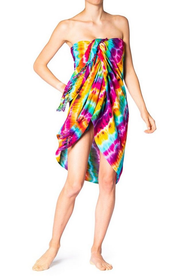PANASIAM Pareo Sarong TieDye Design aus leichter Viskose Strandtuch Wrap, Strandkleid Bikini Cover-up Tuch für den Strand Schultertuch Halstuch von PANASIAM