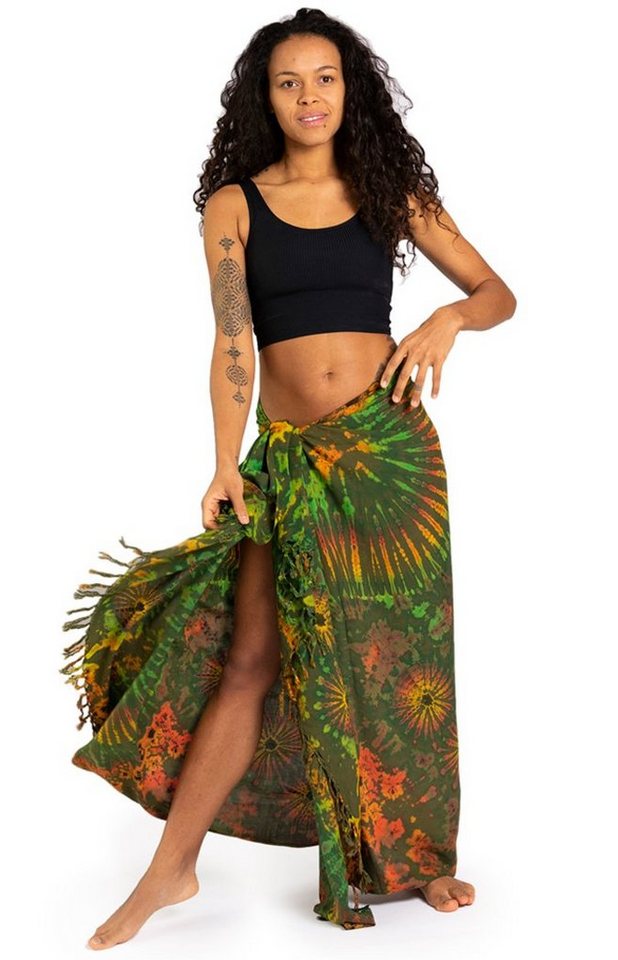 PANASIAM Pareo Sarong TieDye Design aus leichter Viskose Strandtuch Wrap, Strandkleid Bikini Cover-up Tuch für den Strand Schultertuch Halstuch von PANASIAM