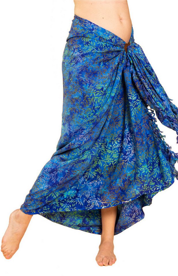 PANASIAM Pareo Sarong Wachsbatik Blautöne aus hochwertiger Viskose Strandtuch, Strandkleid Bikini Cover-up Tuch für den Strand Schultertuch Halstuch von PANASIAM