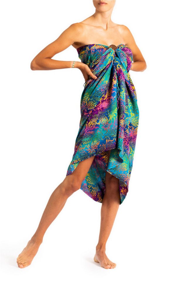 PANASIAM Pareo Sarong Wachsbatik Bunttöne aus hochwertiger Viskose Strandtuch, Strandkleid Bikini Cover-up Tuch für den Strand Schultertuch Halstuch von PANASIAM