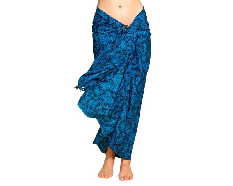 PANASIAM Pareo Sarong Wachsbatik Blautöne aus hochwertiger Viskose Strandtuch, Strandkleid Bikini Cover-up Tuch für den Strand Schultertuch Halstuch von PANASIAM