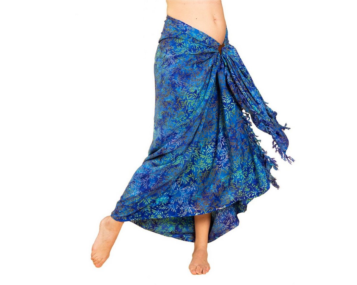 PANASIAM Pareo Sarong Wachsbatik Blautöne aus hochwertiger Viskose Strandtuch, Strandkleid Bikini Cover-up Tuch für den Strand Schultertuch Halstuch von PANASIAM