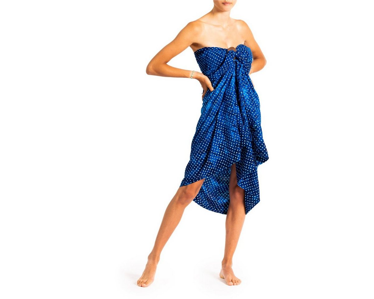 PANASIAM Pareo Sarong Wachsbatik Blautöne aus hochwertiger Viskose Strandtuch, Strandkleid Bikini Cover-up Tuch für den Strand Schultertuch Halstuch von PANASIAM