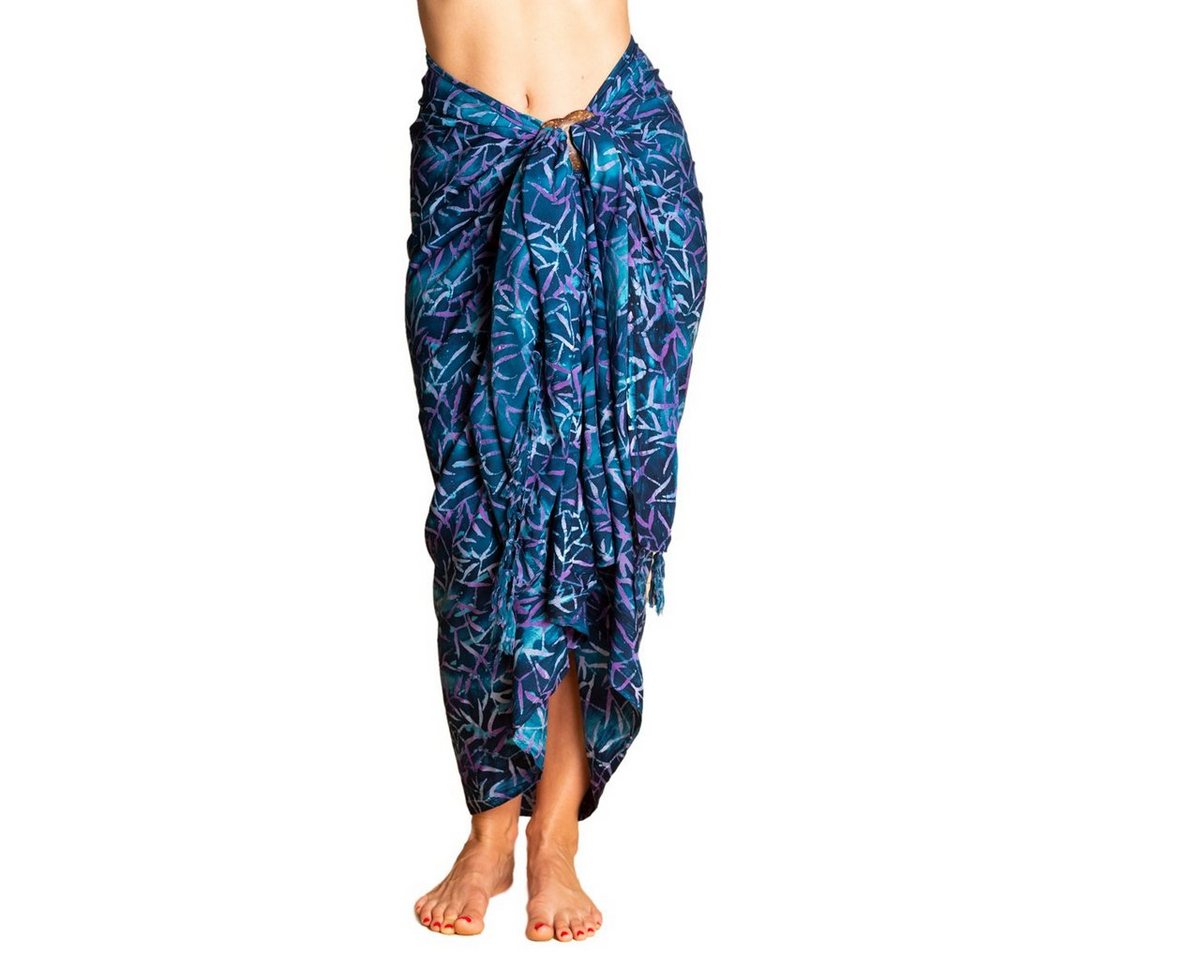 PANASIAM Pareo Sarong Wachsbatik Blautöne aus hochwertiger Viskose Strandtuch, Strandkleid Bikini Cover-up Tuch für den Strand Schultertuch Halstuch von PANASIAM
