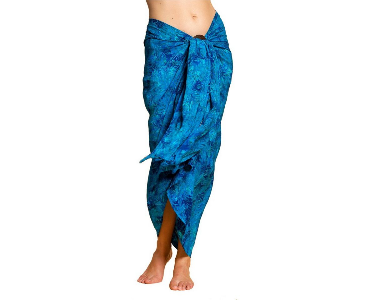 PANASIAM Pareo Sarong Wachsbatik Blautöne aus hochwertiger Viskose Strandtuch, Strandkleid Bikini Cover-up Tuch für den Strand Schultertuch Halstuch von PANASIAM