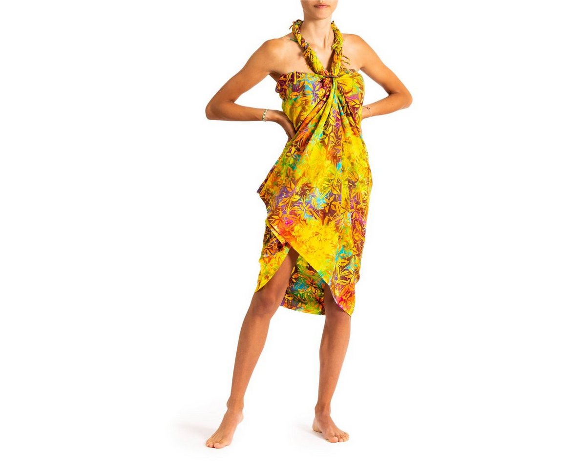 PANASIAM Pareo Sarong Wachsbatik Bunttöne aus hochwertiger Viskose Strandtuch, Strandkleid Bikini Cover-up Tuch für den Strand Schultertuch Halstuch von PANASIAM