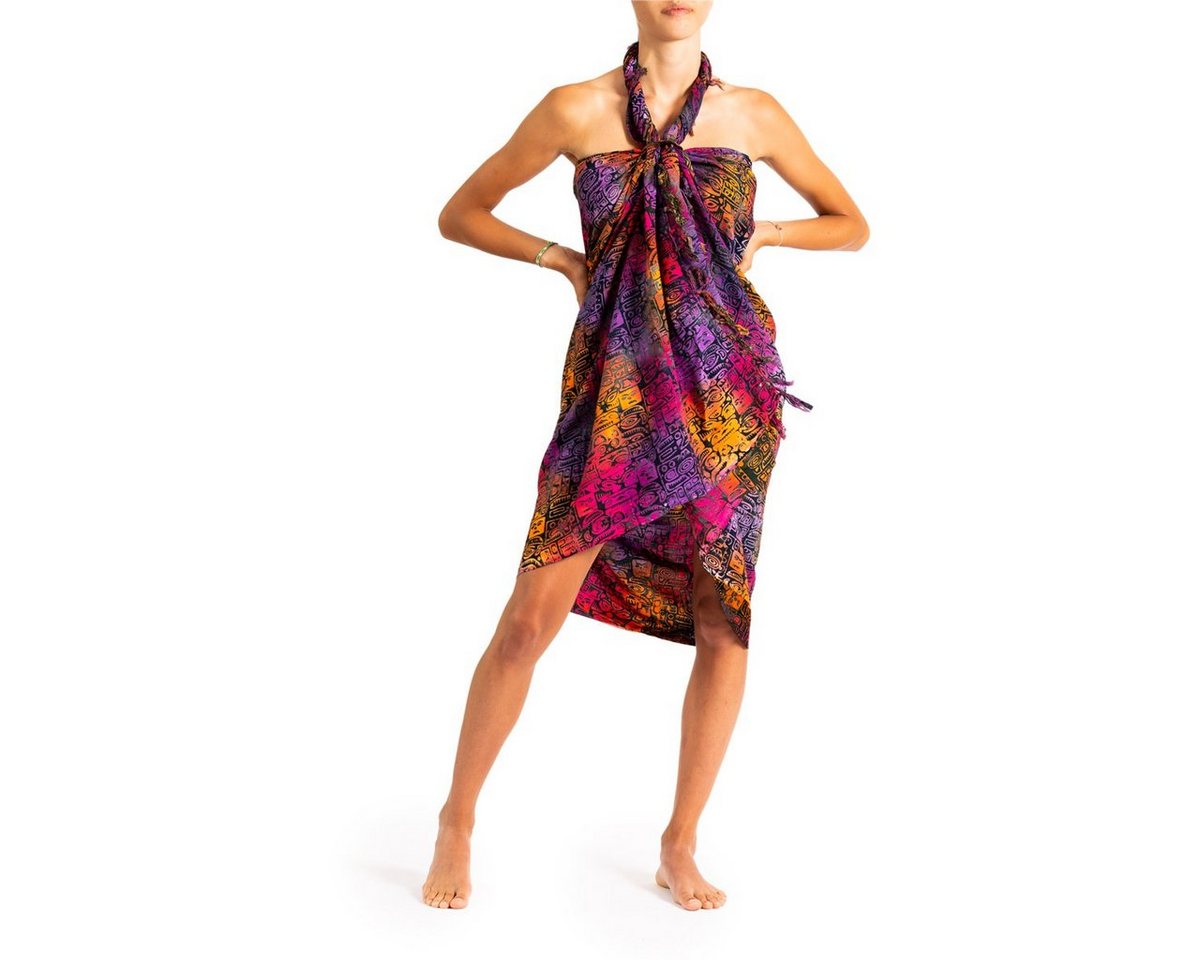 PANASIAM Pareo Sarong Wachsbatik Bunttöne aus hochwertiger Viskose Strandtuch, Strandkleid Bikini Cover-up Tuch für den Strand Schultertuch Halstuch von PANASIAM