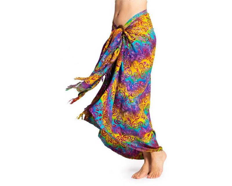 PANASIAM Pareo Sarong Wachsbatik Bunttöne aus hochwertiger Viskose Strandtuch, Strandkleid Bikini Cover-up Tuch für den Strand Schultertuch Halstuch von PANASIAM