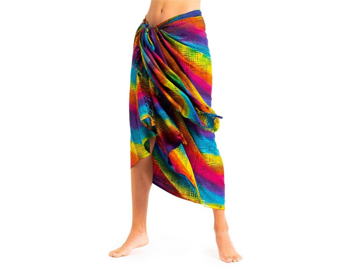 PANASIAM Pareo Sarong Wachsbatik Bunttöne aus hochwertiger Viskose Strandtuch, Strandkleid Bikini Cover-up Tuch für den Strand Schultertuch Halstuch von PANASIAM