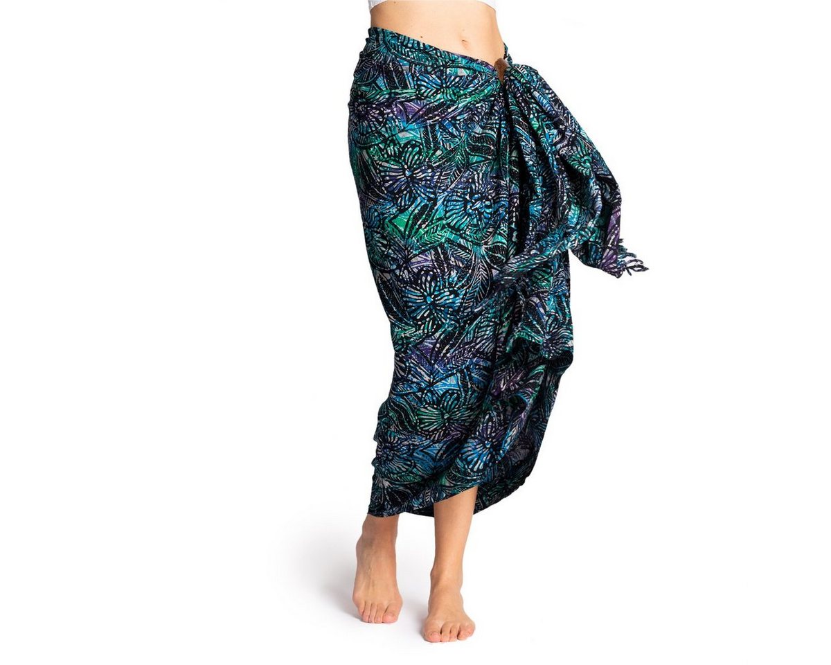 PANASIAM Pareo Sarong Wachsbatik dunkle Designs aus hochwertiger Viskose Strandtuch, Strandkleid Bikini Cover-up Tuch für den Strand Schultertuch Halstuch von PANASIAM