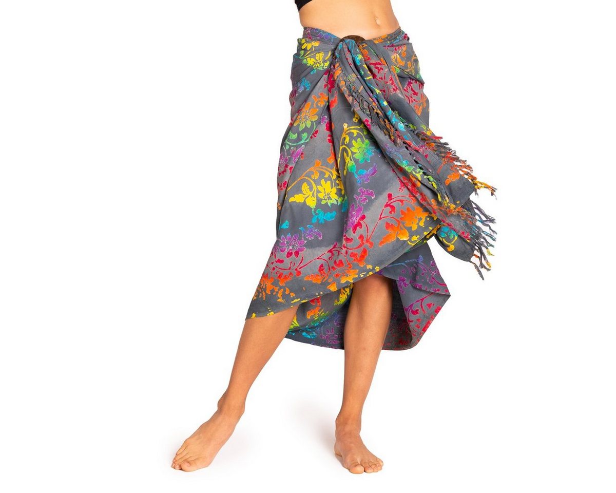 PANASIAM Pareo Sarong Wachsbatik dunkle Designs aus hochwertiger Viskose Strandtuch, Strandkleid Bikini Cover-up Tuch für den Strand Schultertuch Halstuch von PANASIAM