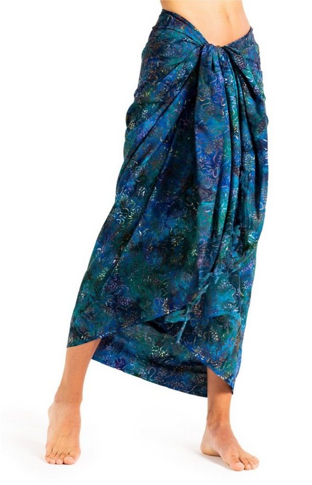 PANASIAM Pareo Sarong Wachsbatik Grüntöne aus hochwertiger Viskose Strandtuch, Strandkleid Bikini Cover-up Tuch für den Strand Schultertuch Halstuch von PANASIAM