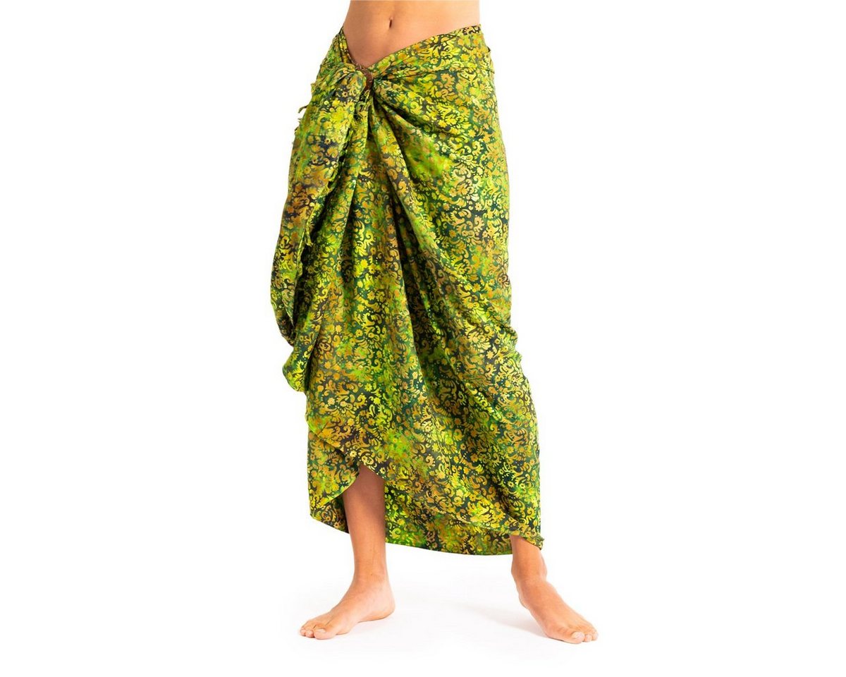 PANASIAM Pareo Sarong Wachsbatik Grüntöne aus hochwertiger Viskose Strandtuch, Strandkleid Bikini Cover-up Tuch für den Strand Schultertuch Halstuch von PANASIAM