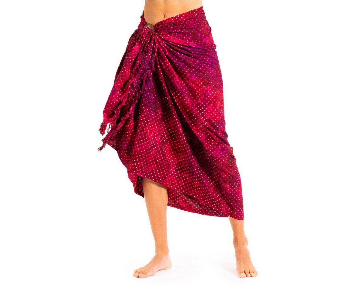 PANASIAM Pareo Sarong Wachsbatik Rottöne aus hochwertiger Viskose Strandtuch, Strandkleid Bikini Cover-up Tuch für den Strand Schultertuch Halstuch von PANASIAM