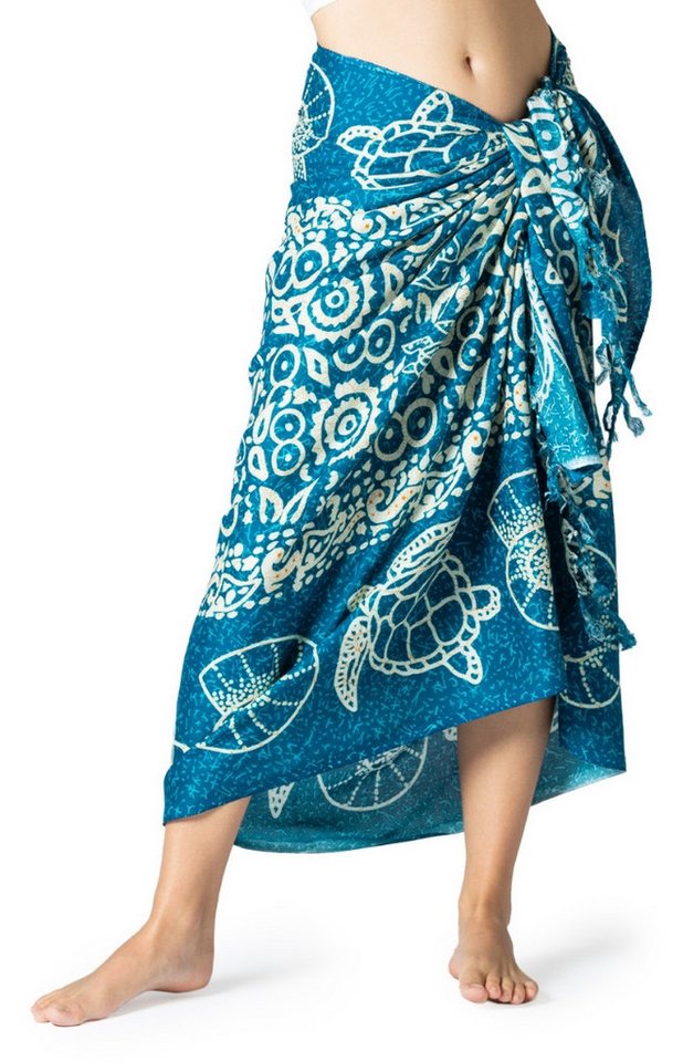 PANASIAM Pareo Sarong im Meeres-Design Strandtuch Lunghi Wickelrock aus 100% Viskose, lebhaftes Hüfttuch Pareo sowie Bikini Cover-Up Wickelkleid Lava-Lava von PANASIAM