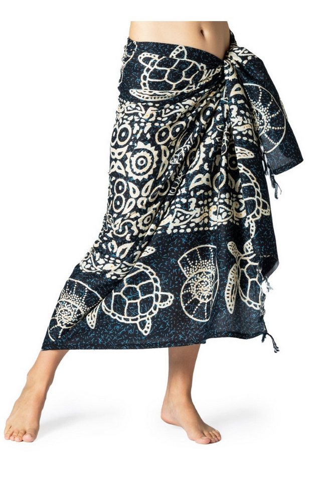 PANASIAM Pareo Sarong im Meeres-Design Strandtuch Lunghi Wickelrock aus 100% Viskose, lebhaftes Hüfttuch Pareo sowie Bikini Cover-Up Wickelkleid Lava-Lava von PANASIAM