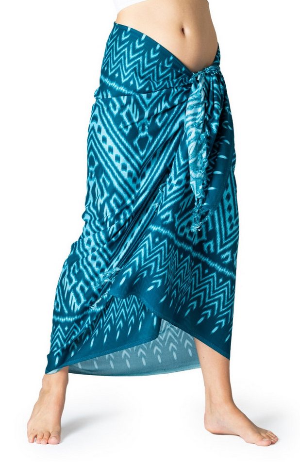 PANASIAM Pareo Sarong mit besonderem Ikat-Muster leichtes Strandtuch Pareo Wickelrock, Hüfttuch Bikini Cover-Up aus 100% Viskose Lunghi Wandtuch Strandkleid von PANASIAM