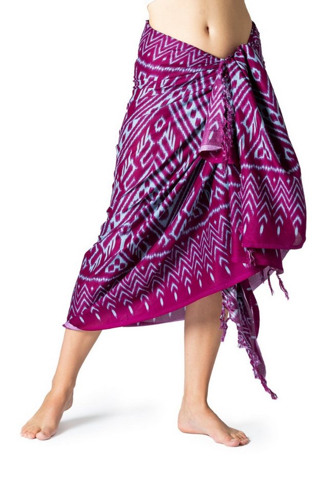 PANASIAM Pareo Sarong mit besonderem Ikat-Muster leichtes Strandtuch Pareo Wickelrock, Hüfttuch Bikini Cover-Up aus 100% Viskose Lunghi Wandtuch Strandkleid von PANASIAM
